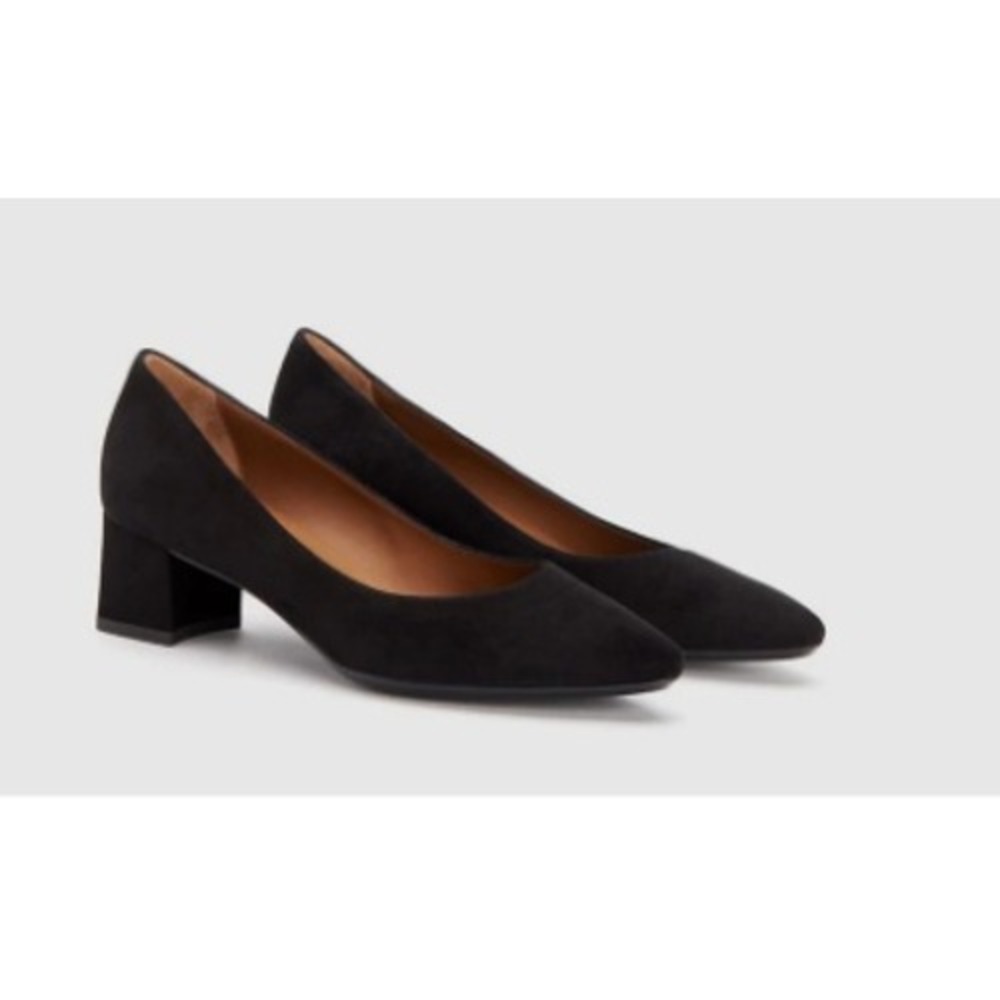 Aquatalia Pasha Black Suede Block Heel Pumps Shoes Made‎ in Italy Size 9
